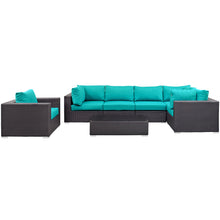 Load image into Gallery viewer, Convene 7 Piece Sectional Set in Espresso Turquoise
