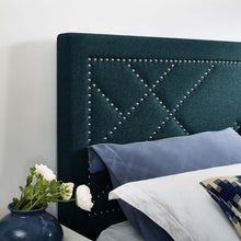Load image into Gallery viewer, Reese Nailhead Upholstered Linen Fabric Full / Queen Headboard by Modway
