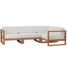 Load image into Gallery viewer, Upland 4-Piece Outdoor Patio Teak Wood Sectional Sofa Set by Modway
