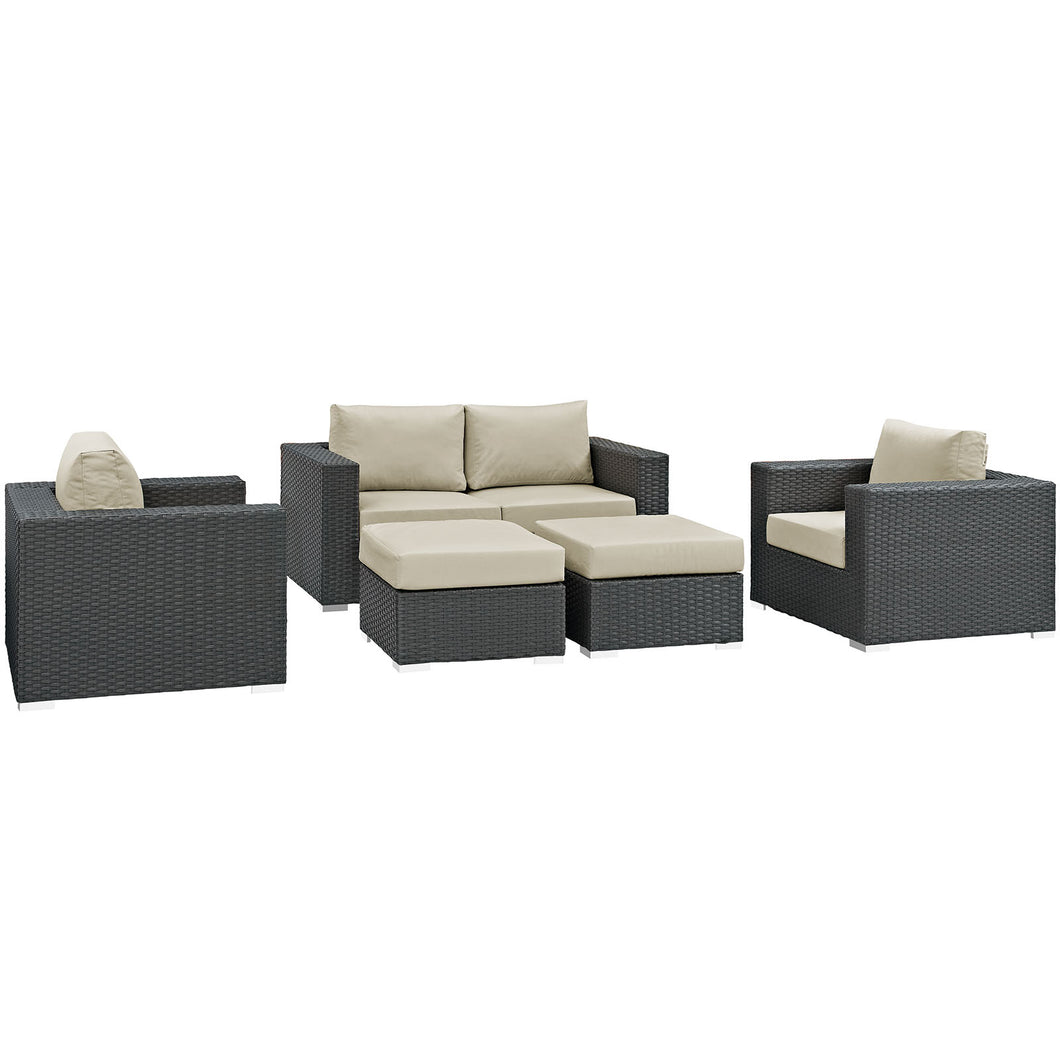 Sojourn 5 Piece Outdoor Patio Sunbrella¨ Sectional Set by Modway