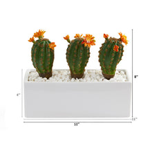 Load image into Gallery viewer, 11&quot; Cactus Succulent Artificial Plant in Glazed White Planter
