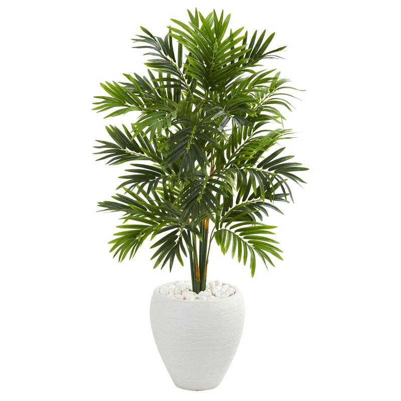 4' Areca Artificial Palm Tree in White Planter