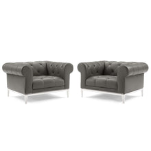 Load image into Gallery viewer, Idyll Tufted Upholstered Leather Armchair Set of 2 by Modway
