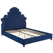 Load image into Gallery viewer, Valentina Tufted Nailhead Performance Velvet Queen Platform Bed by Modway
