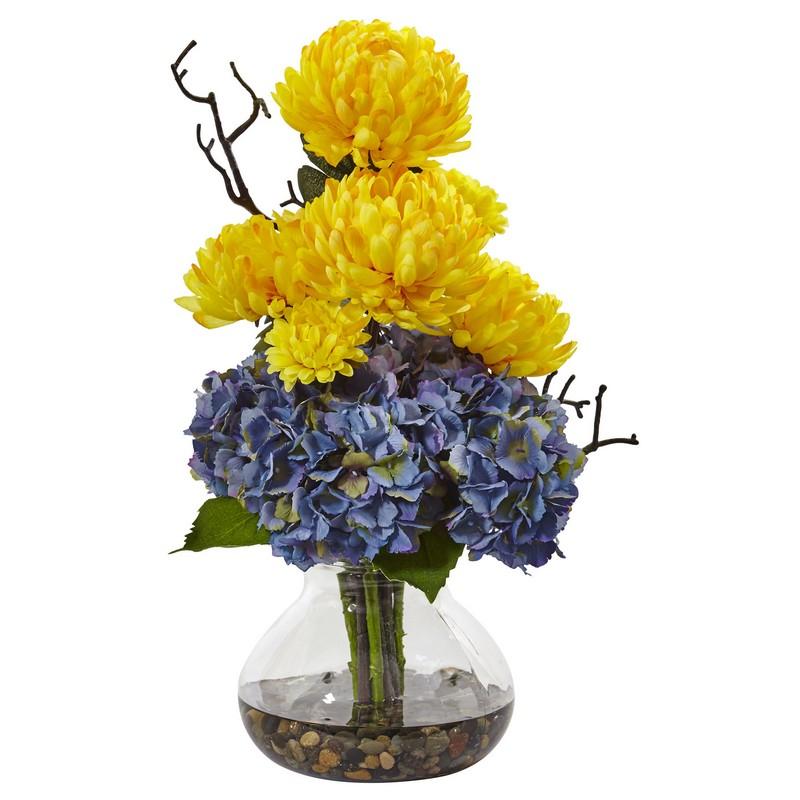Hydrangea and Mum in Vase