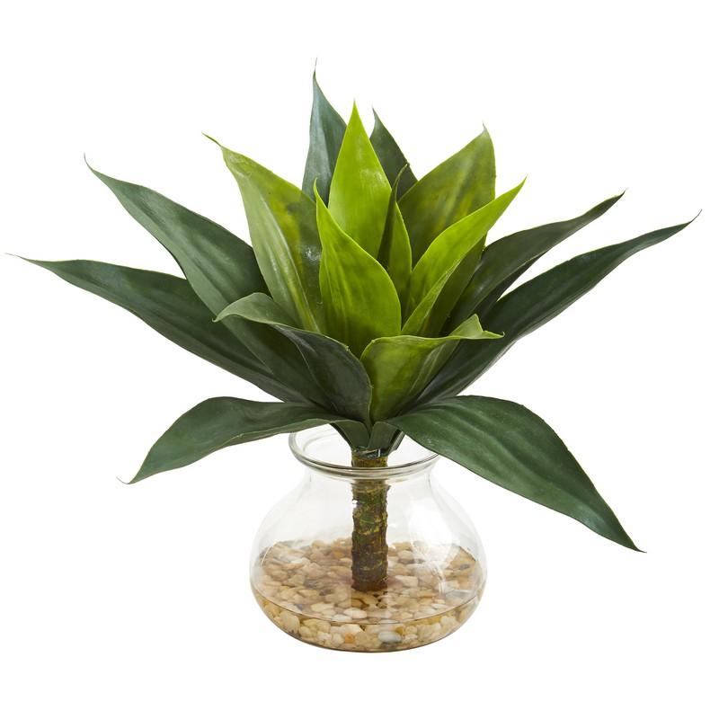 Agave Succulent Artificial Plant in Glass Vase