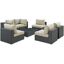 Load image into Gallery viewer, Sojourn 7 Piece Outdoor Patio Sunbrella¨ Sectional Set by Modway
