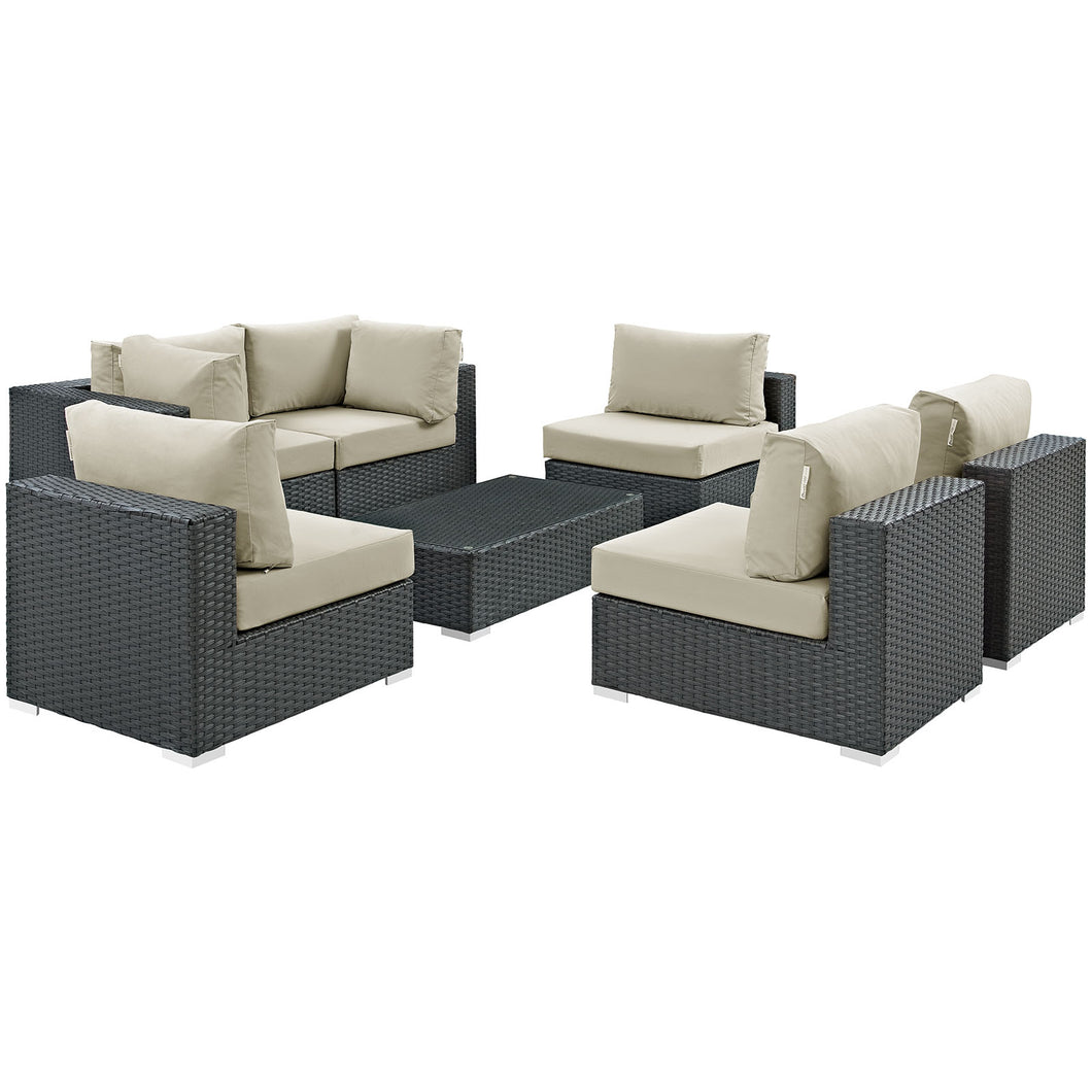 Sojourn 7 Piece Outdoor Patio Sunbrella¨ Sectional Set by Modway