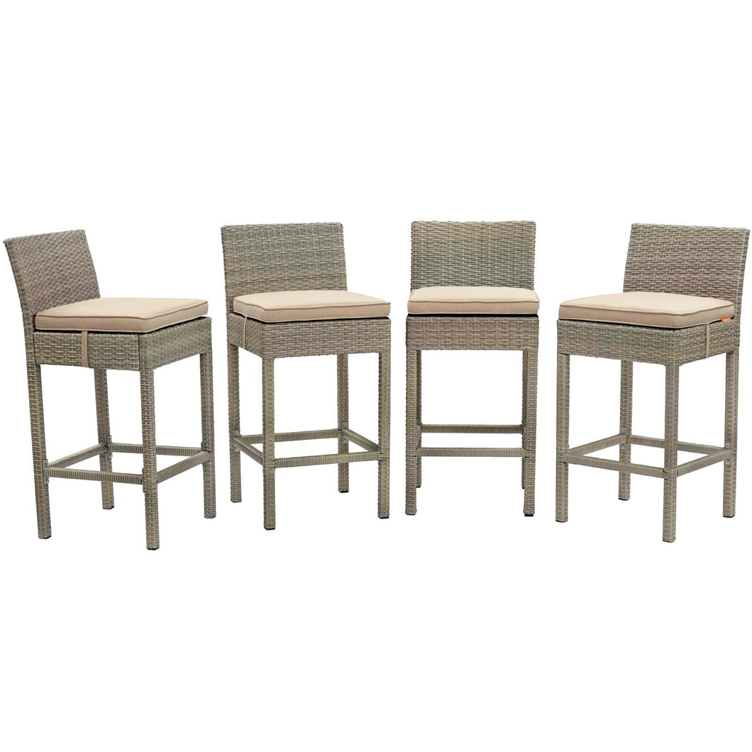Conduit Outdoor Patio Wicker Rattan Bar Stool Set of 4 by Modway