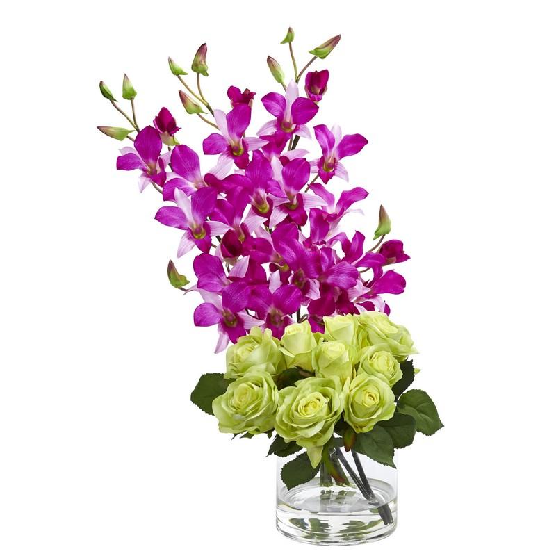 Rose & Dendrobium Orchid Artificial Arrangement