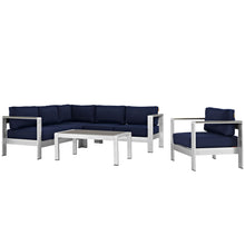 Load image into Gallery viewer, Shore 5 Piece Outdoor Patio Aluminum Sectional Sofa Set by Modway
