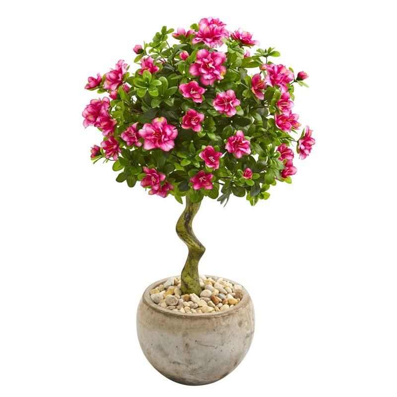 3' Azalea Artificial Topiary Tree in Bowl Planter