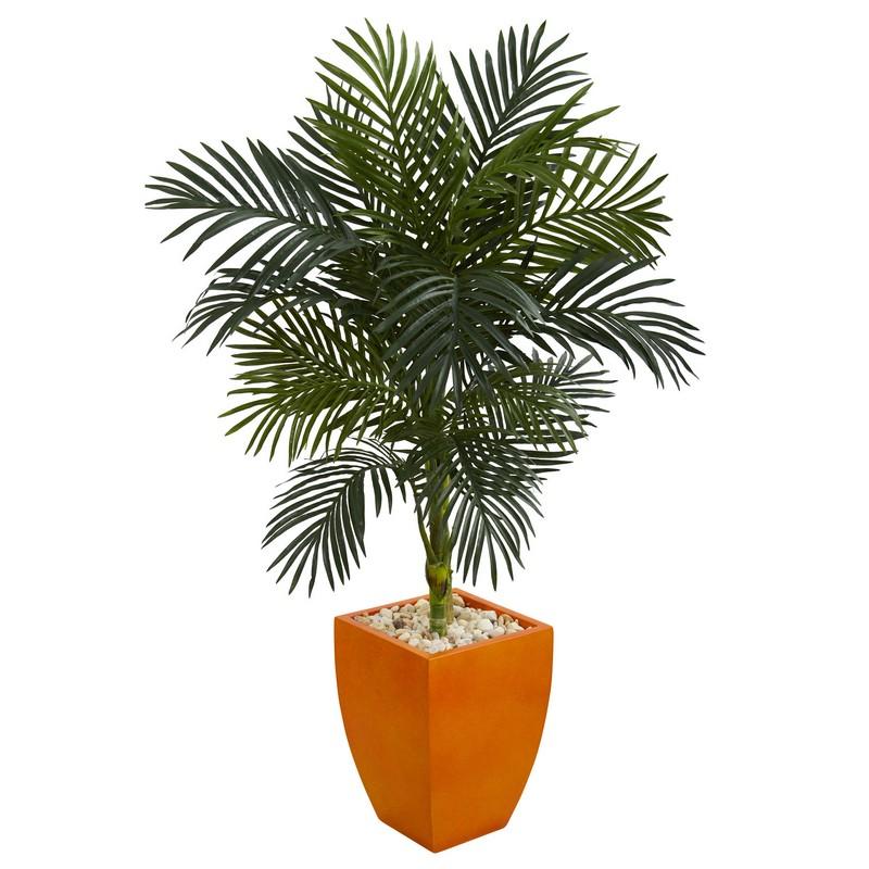 4.5' Golden Cane Palm Artificial Tree in Orange Planter