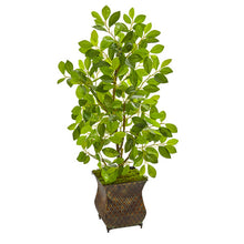 Load image into Gallery viewer, 35" Ficus Artificial Tree in Decorative Metal Planter
