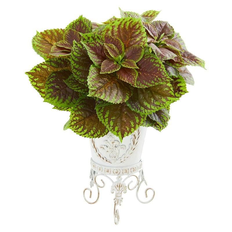 Coleus Artificial Plant in White Planter (Real Touch)