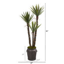 Load image into Gallery viewer, 61&quot; Yucca Artificial Tree in Metal Planter

