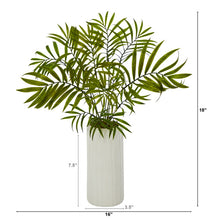 Load image into Gallery viewer, 18&quot; Mini Areca Palm Artificial Plant in White Planter
