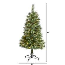 Load image into Gallery viewer, 4&#39; Wisconsin Slim Snow Tip Pine Artificial Christmas Tree w/ 100 Clear LED Light
