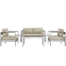 Load image into Gallery viewer, Shore 6 Piece Outdoor Patio Aluminum Sectional Sofa Set by Modway
