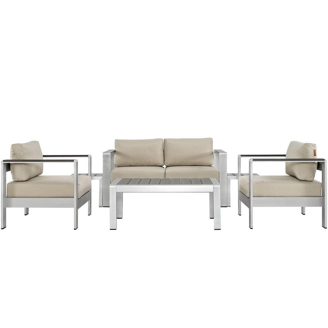 Shore 6 Piece Outdoor Patio Aluminum Sectional Sofa Set by Modway