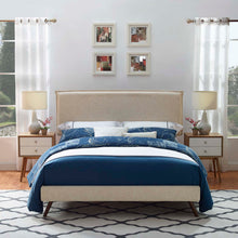 Load image into Gallery viewer, Amaris Fabric Queen Platform Bed with Round Splayed Legs by Modway
