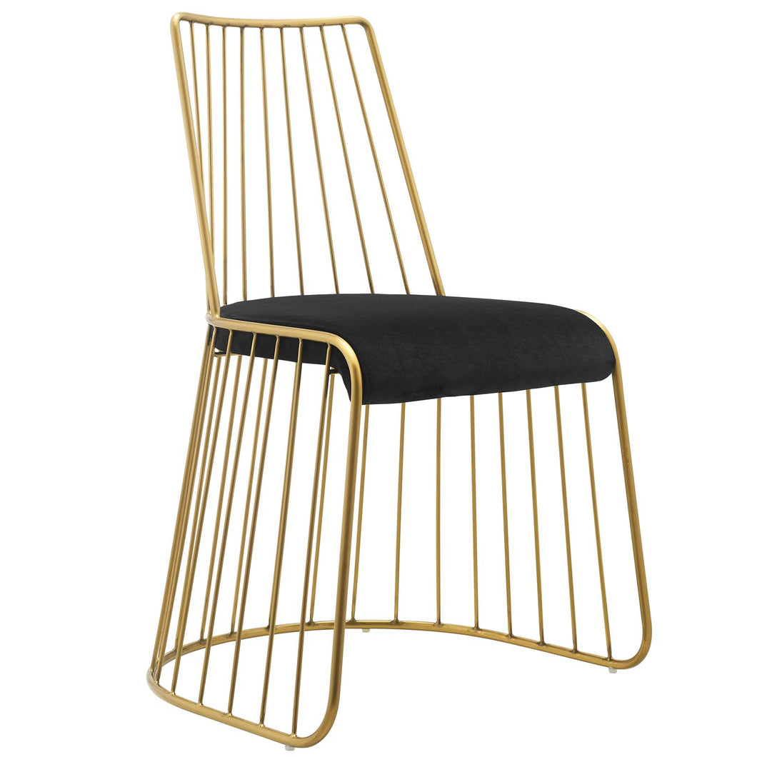 Rivulet Gold Stainless Steel Performance Velvet Dining Chair by Modway