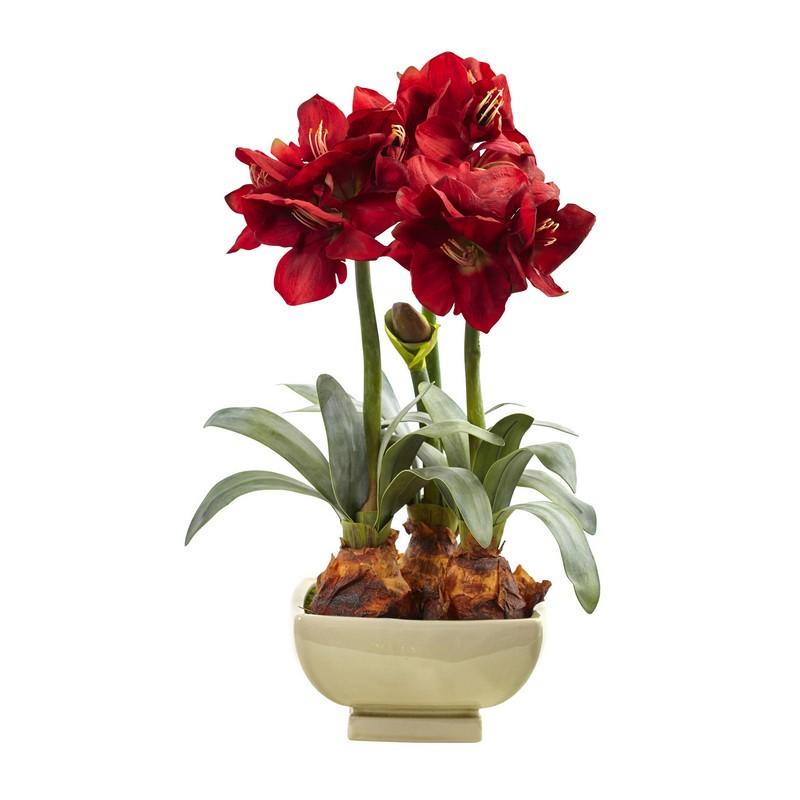 Amarylis Arrangement With Vase 4536-RD By Nearly Natural