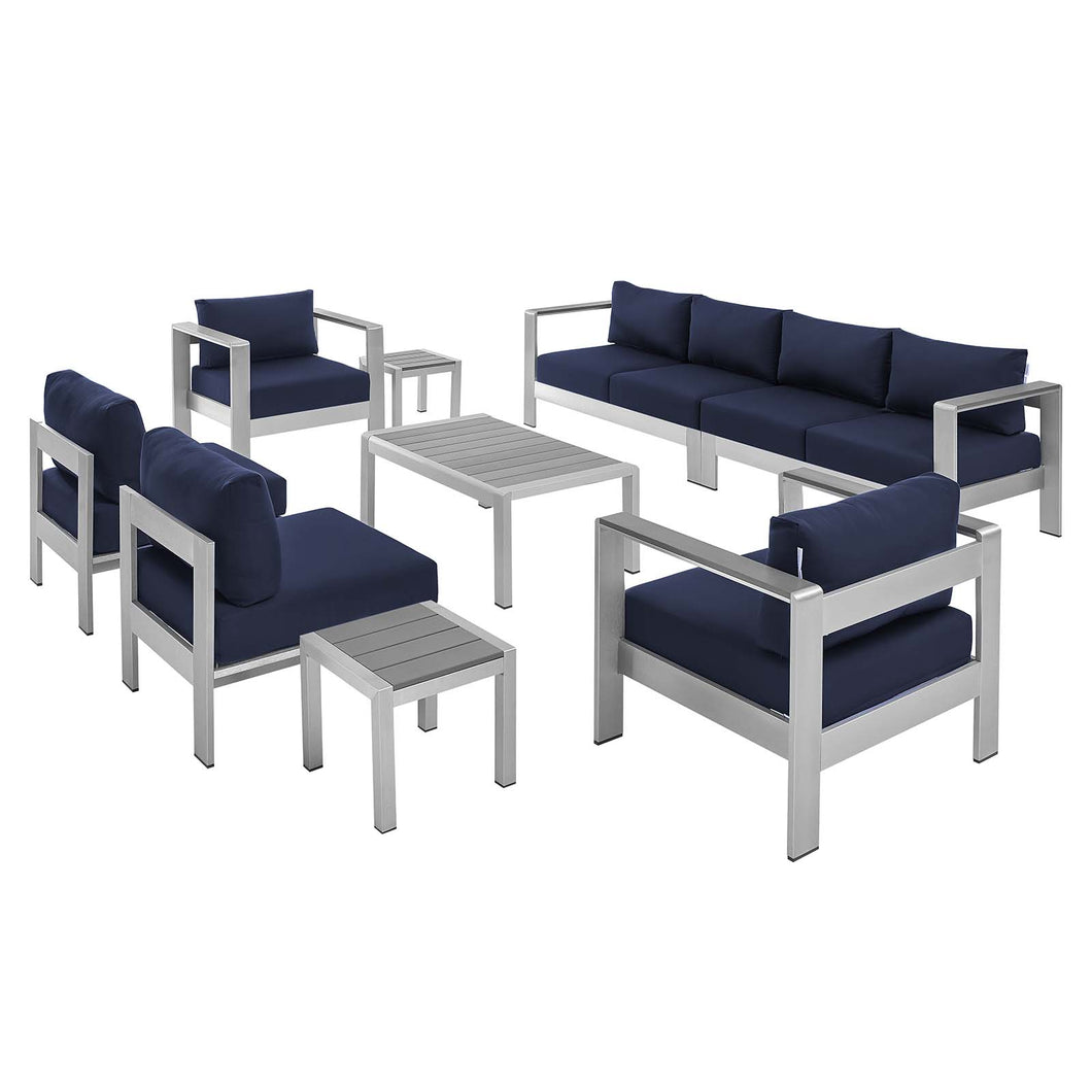 Shore 9 Piece Sunbrella¨ Fabric Outdoor Patio Aluminum Sectional Sofa Set by Modway