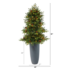 Load image into Gallery viewer, 5&#39; Yukon Mountain Fir Artificial Christmas Tree w/ 100 Clear Lights, Pine Cones

