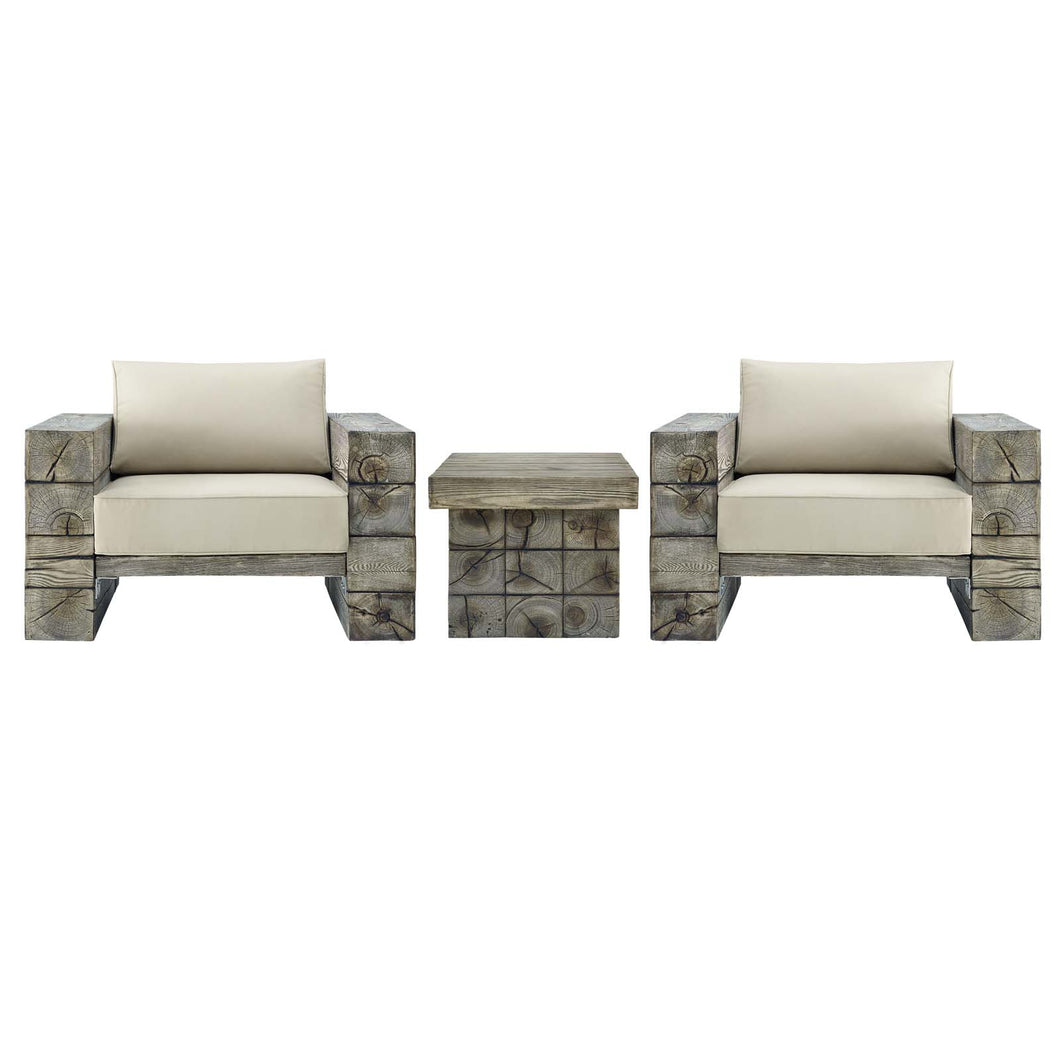 Manteo Rustic Coastal Outdoor Patio Sunbrella¨ 3 Piece Set