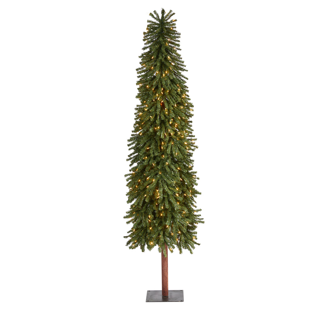 7' Grand Alpine Artificial Christmas Tree with 400 Clear Lights w/Natural Trunk