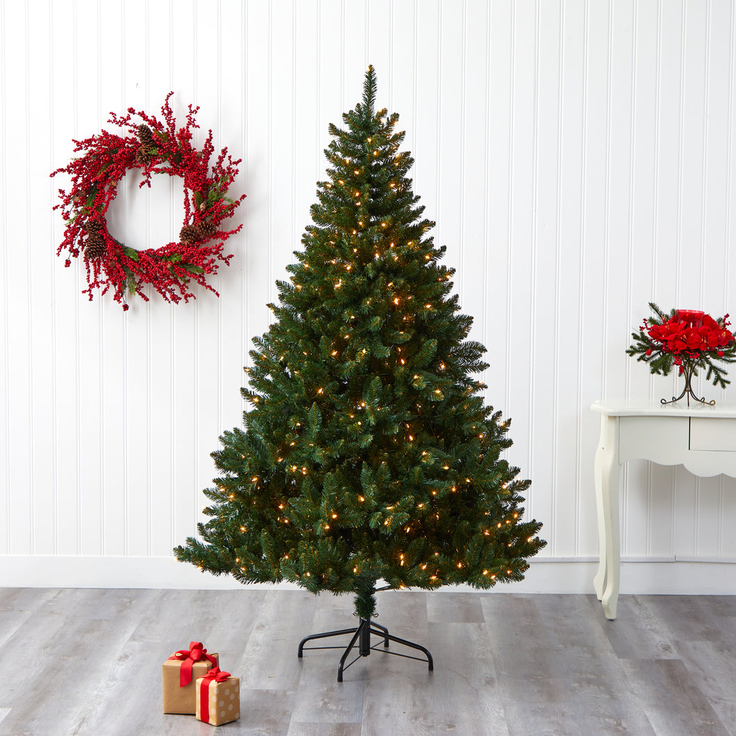 7' Northern Rocky Spruce Artificial Christmas Tree w/ 400 Clear Lights