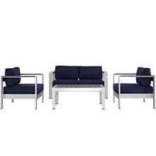 Load image into Gallery viewer, Shore 4 Piece Outdoor Patio Aluminum Sectional Sofa Set by Modway
