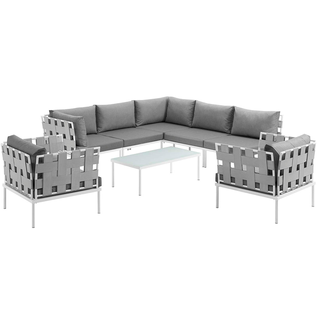 Harmony 8 Piece Outdoor Patio Aluminum Sectional Sofa Set by Modway
