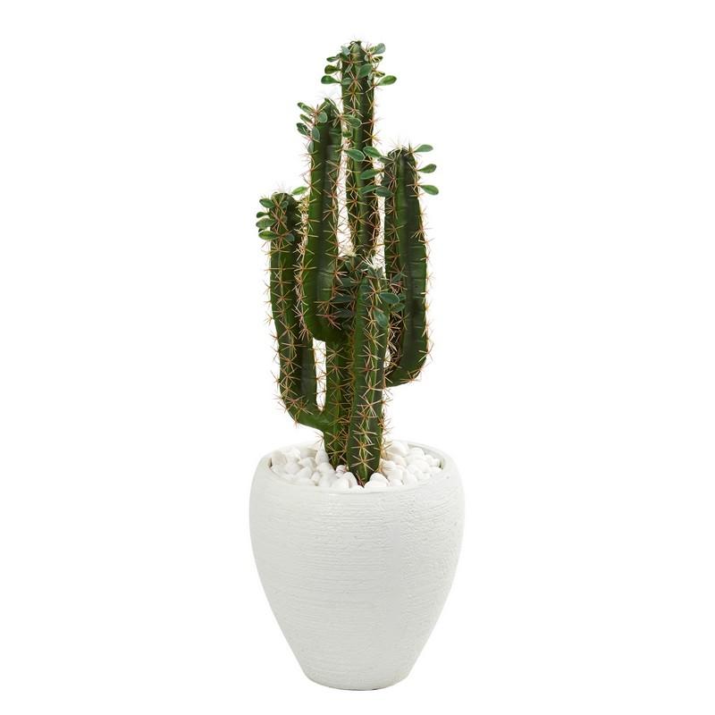 3' Cactus Artificial Plant in White Planter