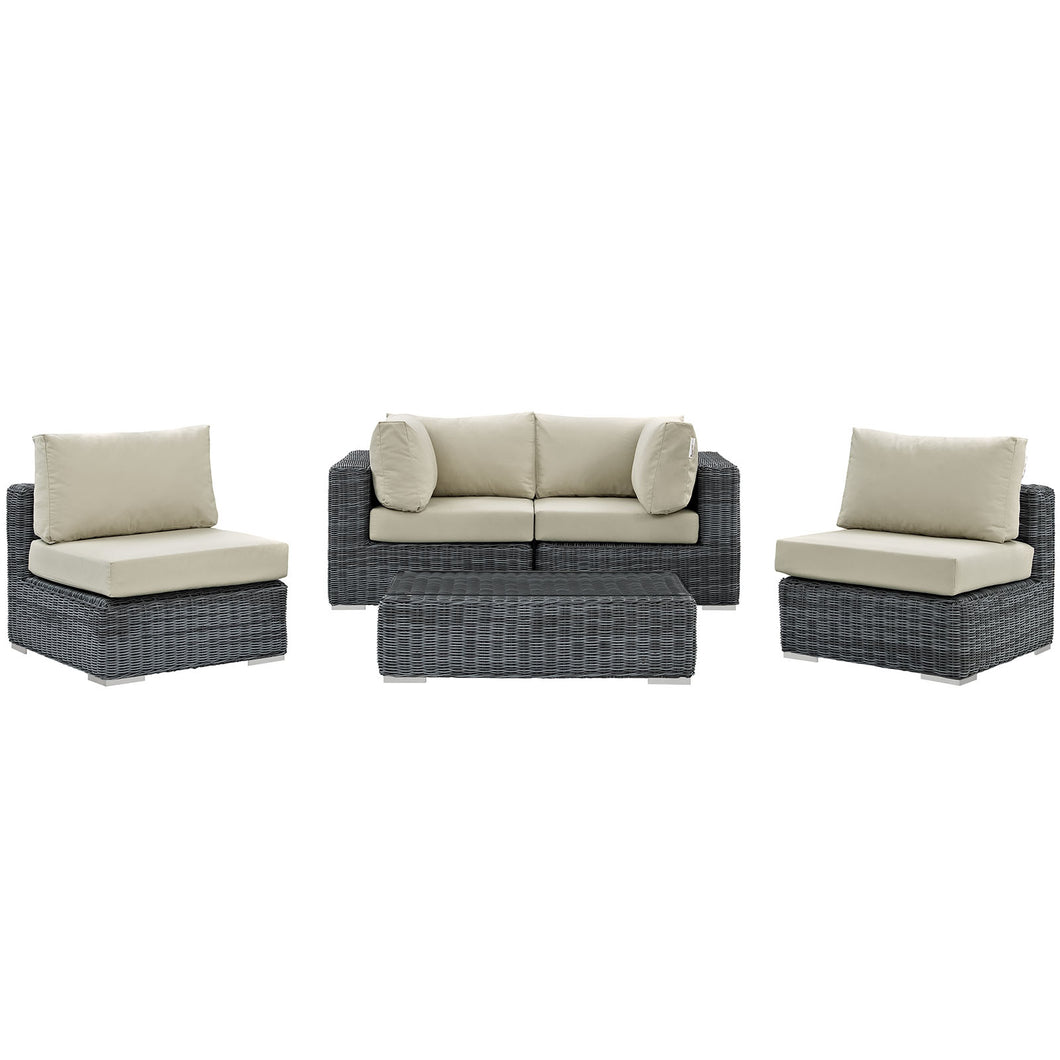 Summon 5 Piece Outdoor Patio Sunbrella¨ Sectional Set by Modway
