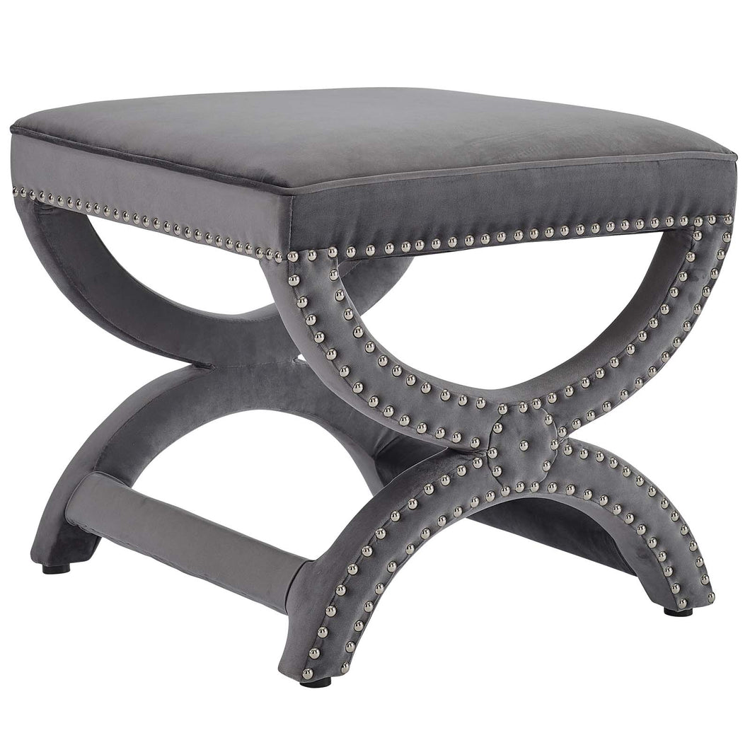 Expound Upholstered Nailhead Trim Performance Velvet Ottoman by Modway
