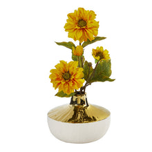 Load image into Gallery viewer, 15&quot; Zinnia Artificial Arrangement in Gold and Cream Elegant Vase
