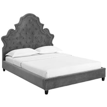 Load image into Gallery viewer, Valentina Tufted Nailhead Performance Velvet Queen Platform Bed by Modway
