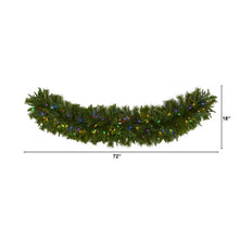 Load image into Gallery viewer, 6&#39; x 18&quot; Christmas Pine Extra Wide Artificial Garland w/100 Multicolor LED
