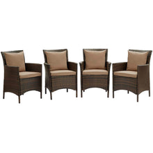 Load image into Gallery viewer, Conduit Outdoor Patio Wicker Rattan Dining Armchair Set of 4 by Modway
