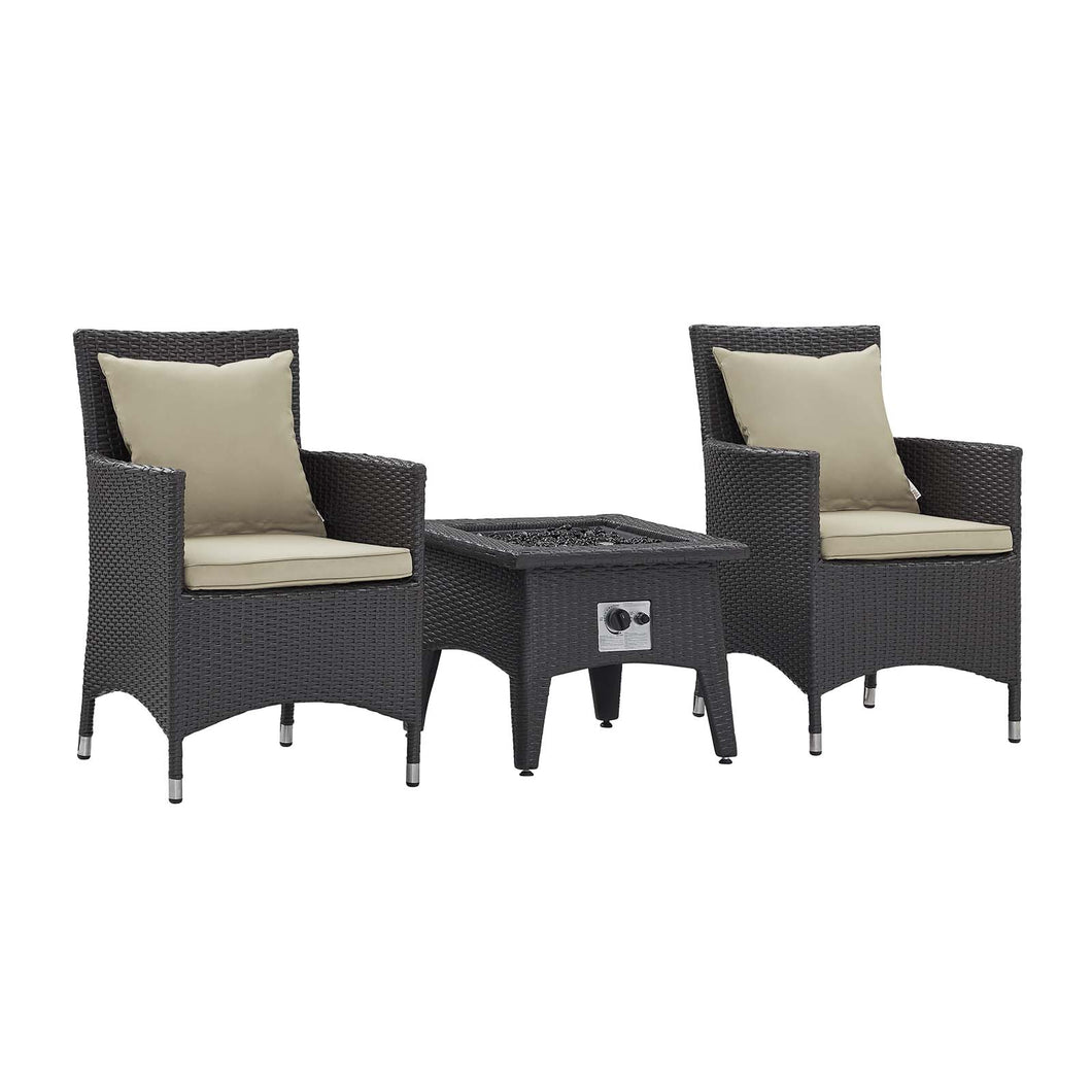 Convene 3 Piece Set Outdoor Patio with Fire Pit in