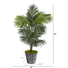 Load image into Gallery viewer, 5&#39; Kentia Artificial Palm Tree in Decorative Tin Bucket
