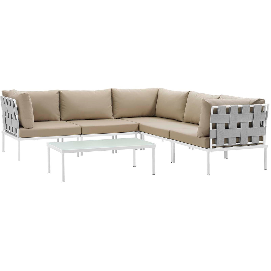 Harmony 6 Piece Outdoor Patio Aluminum Sectional Sofa Set by Modway