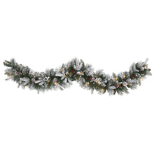 Load image into Gallery viewer, 6&#39; Flocked Mixed Pine Artificial Christmas Garland with 50 LED Lights
