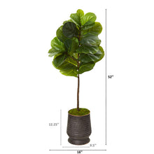 Load image into Gallery viewer, 52&quot; Fiddle Leaf Artificial Tree in Ribbed Metal Planter (Real Touch)
