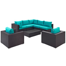 Load image into Gallery viewer, Convene 8 Piece Sectional Set in Espresso Turquoise

