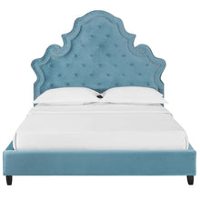 Load image into Gallery viewer, Valentina Tufted Nailhead Performance Velvet Queen Platform Bed by Modway
