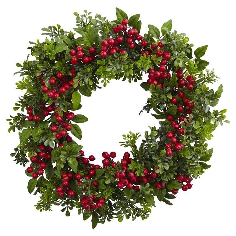 24'' Berry Boxwood Wreath