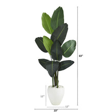 Load image into Gallery viewer, 63&quot; Traveler&#39;s Palm Artificial tree in White Planter
